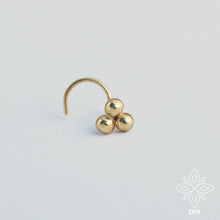 Load image into Gallery viewer, 14k Gold Boho Three-Dot Nose Stud
