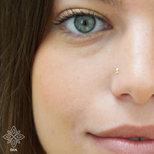 Load image into Gallery viewer, 14k Solid Gold Flower Dot Nose Stud