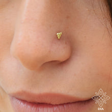 Load image into Gallery viewer, 14k Gold Dotted Triangle Nose Stud