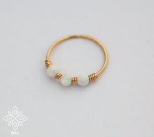Load image into Gallery viewer, 14k Gold Boho Opal Nose Hoop
