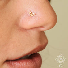 Load image into Gallery viewer, 14k Solid Gold Dainty Leaves Nose Studs