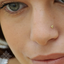 Load image into Gallery viewer, 14k Gold Dotted Triangle Nose Stud