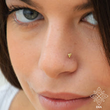 Load image into Gallery viewer, 14k Gold Dotted Triangle Nose Stud