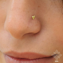 Load image into Gallery viewer, 14k Gold Dotted Triangle Nose Stud