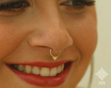 Load image into Gallery viewer, 14k Solid Gold Drop Hoop Ring