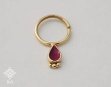Load image into Gallery viewer, 14k Solid Gold Indian Drop Hoop Ring