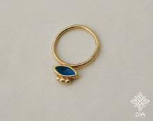 Load image into Gallery viewer, 14k Gold Evil Eye Gemstone Hoop Ring