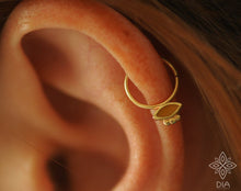 Load image into Gallery viewer, 14k Gold Evil Eye Gemstone Hoop Ring