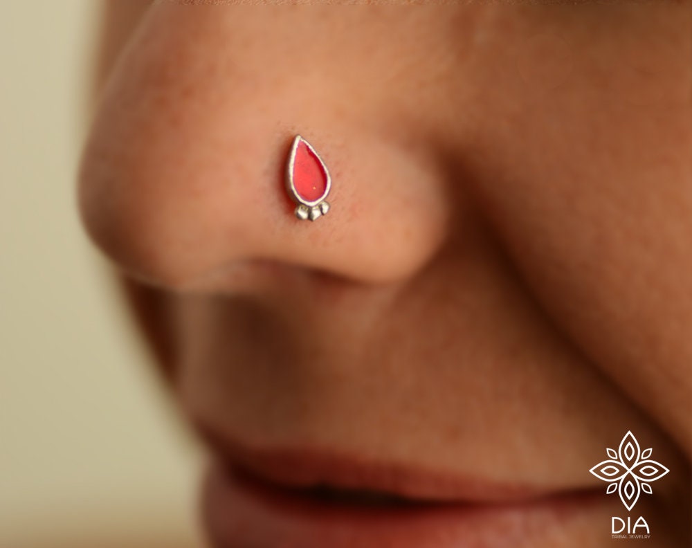 Sterling Silver Drop Nose Stud