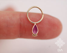 Load image into Gallery viewer, 14k Solid Gold Indian Drop Hoop Ring