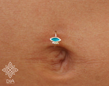 Load image into Gallery viewer, 14k Solid Gold Evil Eye Tribal Navel Ring