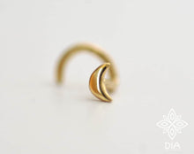 Load image into Gallery viewer, 14k Gold Crescent Moon Stud
