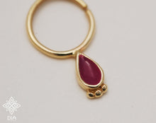 Load image into Gallery viewer, 14k Solid Gold Indian Drop Hoop Ring