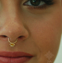 Load image into Gallery viewer, 14k Gold Evil Eye Gemstone Hoop Ring