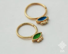 Load image into Gallery viewer, 14k Gold Evil Eye Gemstone Hoop Ring