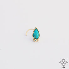 Load image into Gallery viewer, 14k Gold Tiny Coral Drop Nose Stud