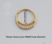 Load image into Gallery viewer, 14k Solid Gold Moon Nose Hoop