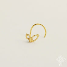 Load image into Gallery viewer, 14k Solid Gold Dainty Leaves Nose Studs