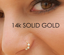 Load image into Gallery viewer, 14K Gold Tiny Opal Beads Nose Hoop

