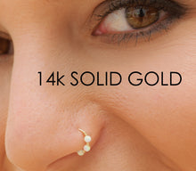 Load image into Gallery viewer, 14K Gold Tiny Opal Beads Nose Hoop