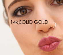 Load image into Gallery viewer, 14K Gold Tiny Opal Beads Nose Hoop