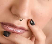 Load image into Gallery viewer, 14k Solid Gold Evil Eye Tribal Hoop Ring