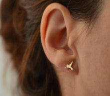 Load image into Gallery viewer, 14k Gold Flying Bird Stud Earrings
