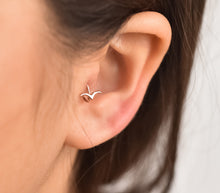 Load image into Gallery viewer, 14k Gold Bird Hoop Ring
