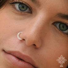 Load image into Gallery viewer, Silver Crescent Moon Nose Hoop