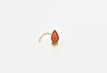 Load image into Gallery viewer, 14k Gold Tiny Coral Drop Nose Stud