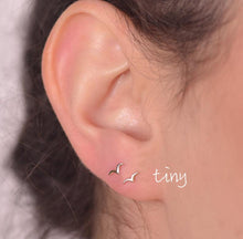 Load image into Gallery viewer, 14K Gold Tiny Flying Birds Stud Earrings
