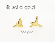 Load image into Gallery viewer, 14k Gold Studs Earrings - Flying Sparrow - One Pair