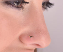 Load image into Gallery viewer, 14k Gold Minimalist Bird Nose Stud