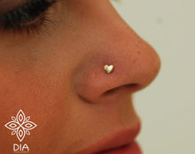 Load image into Gallery viewer, 14k Solid Gold Tiny Heart Nose Stud