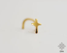 Load image into Gallery viewer, 14k Gold Cross Nose Stud - 20 Gauge