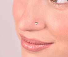 Load image into Gallery viewer, 14k Solid Gold Tiny Heart Nose Stud
