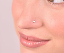 Load image into Gallery viewer, 14k Solid Gold Tiny Heart Nose Stud