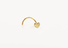 Load image into Gallery viewer, 14k Solid Gold Tiny Heart Nose Stud