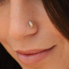 Load image into Gallery viewer, 14k Gold Mother of Pearl Evil Eye Nose Stud