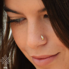 Load image into Gallery viewer, 14k Gold Mother of Pearl Evil Eye Nose Stud