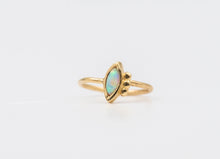 Load image into Gallery viewer, 14k Solid Gold White Opal Eye Hoop Ring