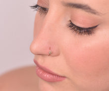 Load image into Gallery viewer, 14k Solid Gold Flower Nose Ring