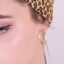 Load image into Gallery viewer, 14K Solid Gold Boho Dotted Hoop Earrings