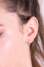 Load image into Gallery viewer, 14k Gold Turquoise Dainty Hoop Earrings