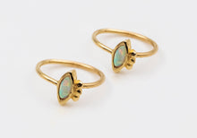 Load image into Gallery viewer, 14k Solid Gold Opal Evil Eye Hoop Earrings