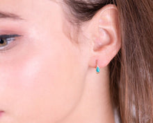 Load image into Gallery viewer, 14k Gold Gemstone Dainty Hoop Earrings