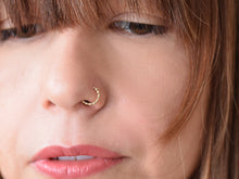 Load image into Gallery viewer, 14K Solid Gold Dotted Hoop Ring