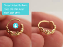 Load image into Gallery viewer, 14k Solid Gold Tribal Floral Nose Ring