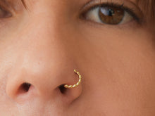 Load image into Gallery viewer, 14K Solid Gold Dotted Hoop Ring
