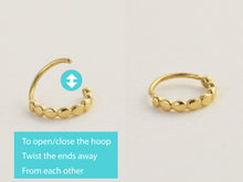 Load image into Gallery viewer, 14K Solid Gold Dotted Hoop Ring